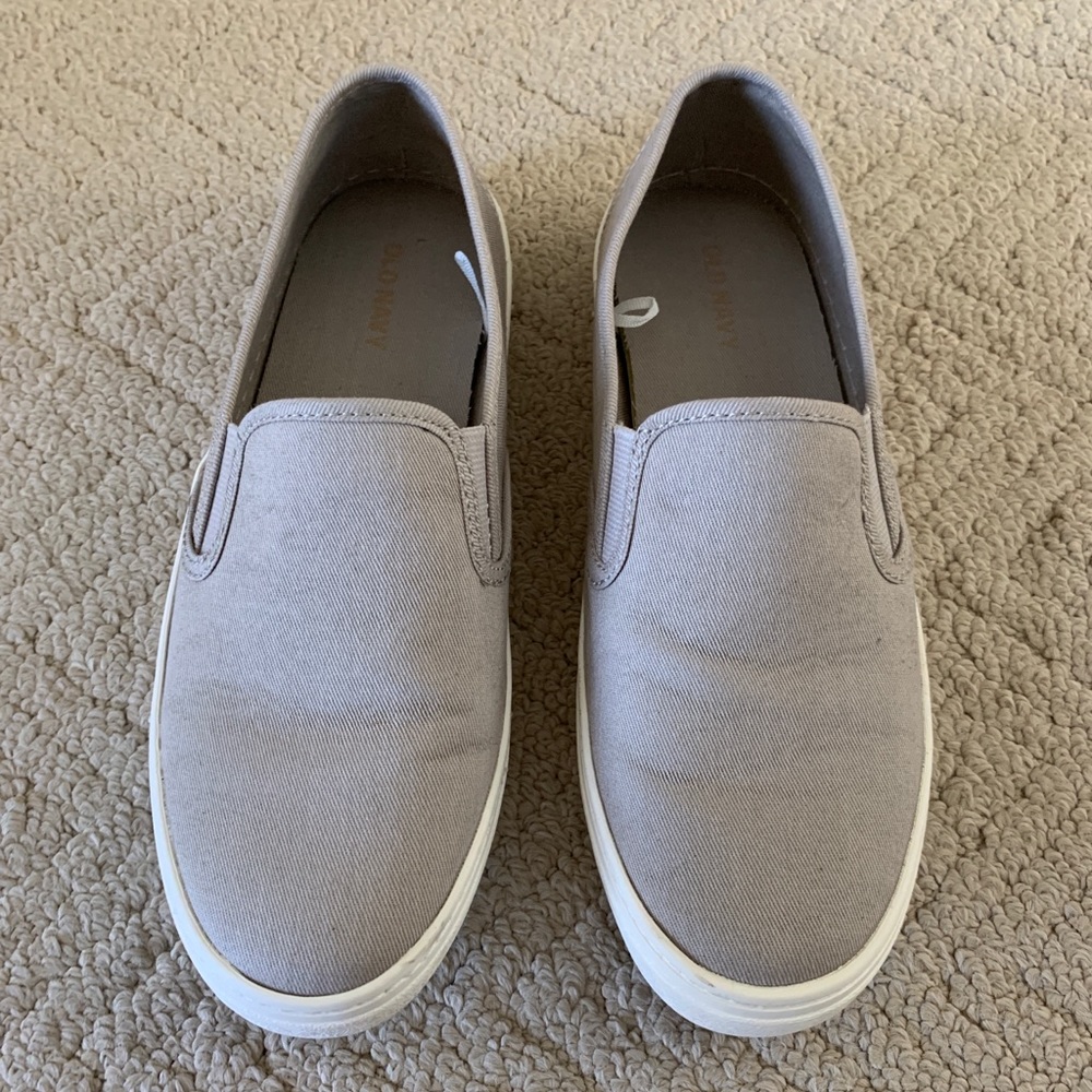 Gray Canvas Slip-On Sneakers - Size 6
